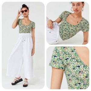 Floral Shrunken Scoop-Neck Tee